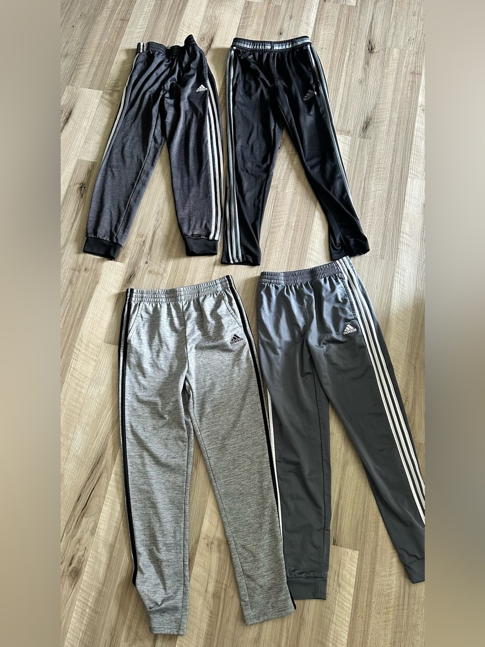 adidas Kids Track Pants Bundle in Black & Gray with 3-Stripes